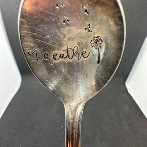 Hand Stamped Spoon "Breathe "Dandelion Wish‎ Silverware Gift Inspiration